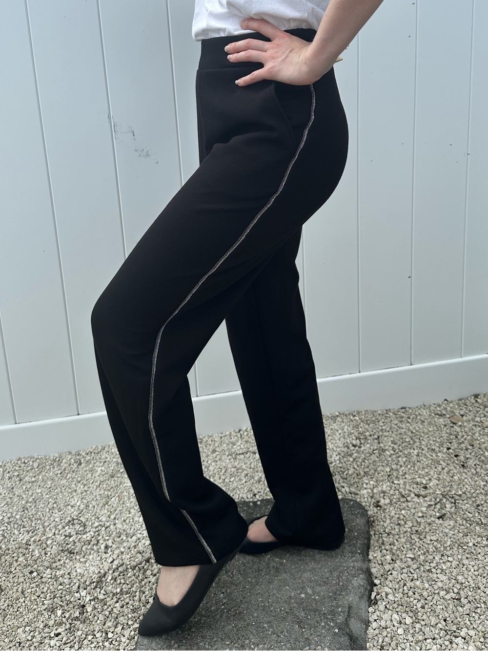 Elie Tahari Tuxedo Soft Black Embellished Side Stripe Pocketed Small Pants